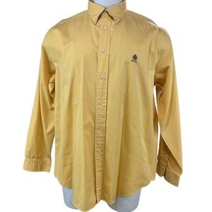 Tommy Hilfiger Shirt Mens XL Yellow Button Down Cotton VTG 90s Crest Logo (139)